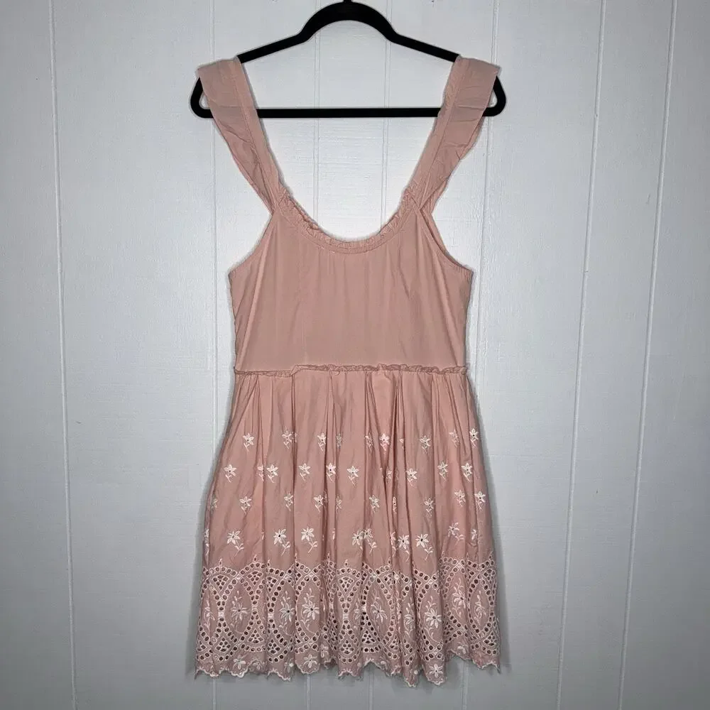 Love Shack Fancy Women’s Mochi Cotton Eyelet Mini Dress Romantic Pink Size 6 - Picture 4 of 8